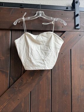 adidas Cream Corset-Style Crop Cami